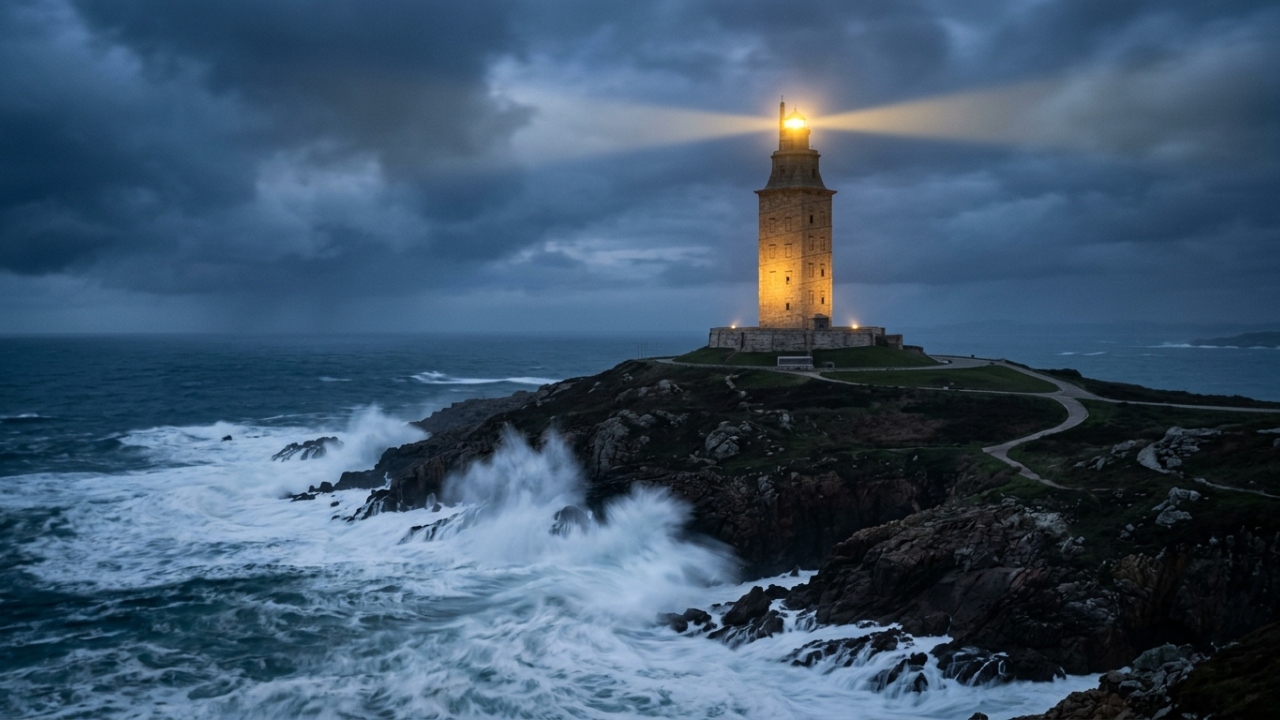 Com 55 metros de altura e em operação desde o século II, a torre romana na Espanha é o farol mais antigo do mundo ainda em funcionamento