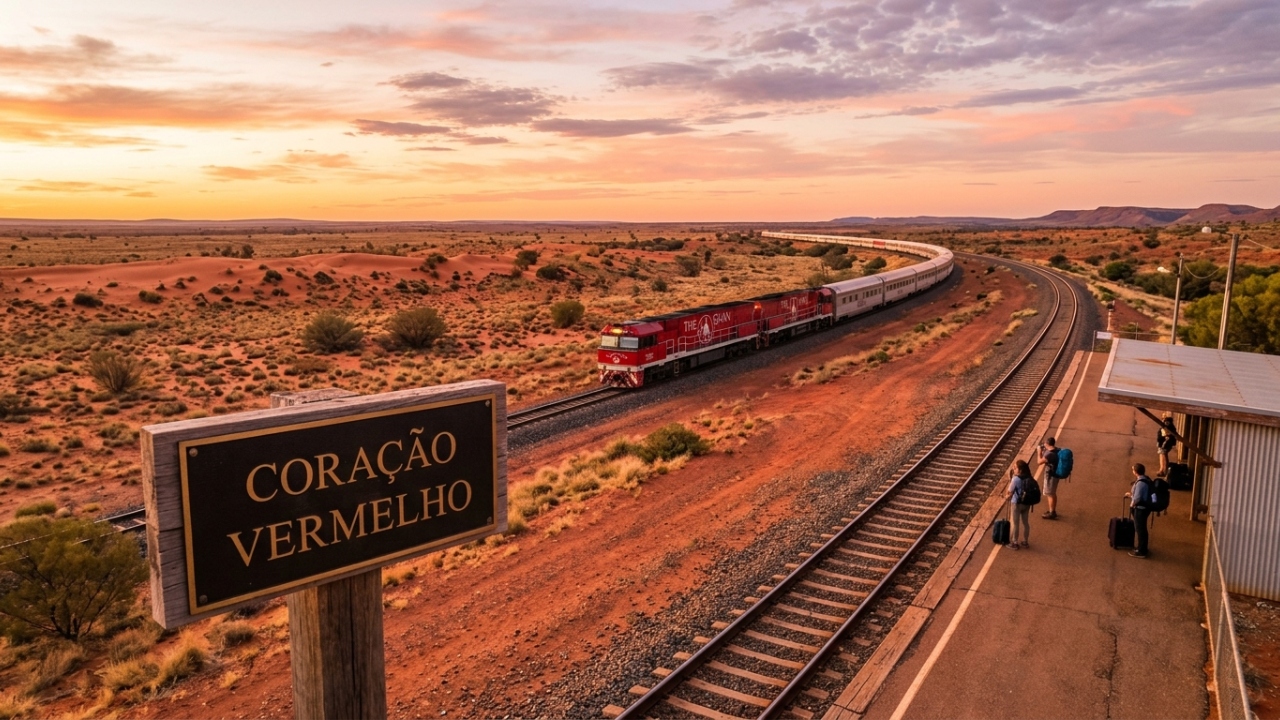 A gigantesca máquina de ferro de quase 1 quilômetro de comprimento corta 2979 quilômetros de deserto mortal em uma odisseia de 54 horas unindo os extremos de um continente
