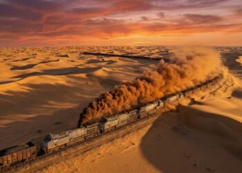 O trem de 2,5 quilômetros de comprimento que corta o Saara inteiro carregando minério de ferro é uma das maiores estruturas móveis da Terra