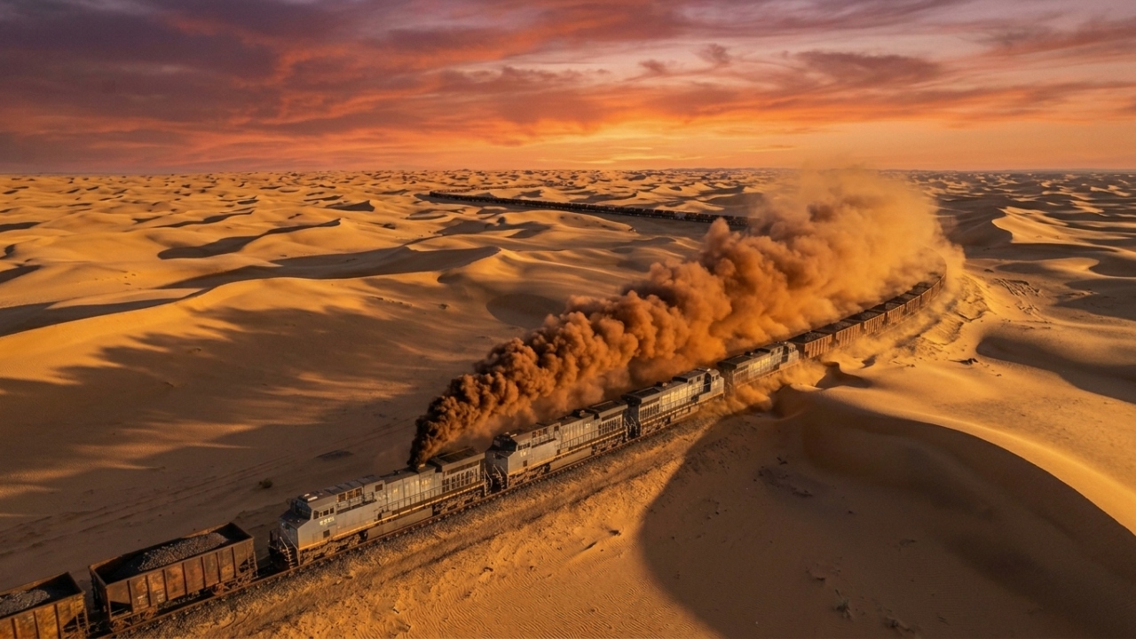 O trem de 2,5 quilômetros de comprimento que corta o Saara inteiro carregando minério de ferro é uma das maiores estruturas móveis da Terra