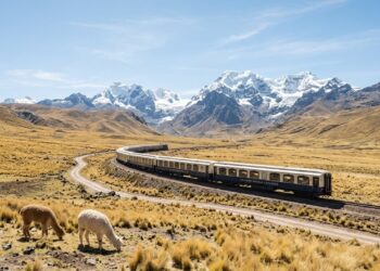 O primeiro trem de luxo da América do Sul escala os Andes a mais de 4300 metros de altitude oferecendo oxigênio extra nas cabines em uma jornada de 2 dias pelos céus
