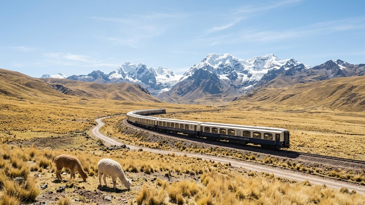 O primeiro trem de luxo da América do Sul escala os Andes a mais de 4300 metros de altitude oferecendo oxigênio extra nas cabines em uma jornada de 2 dias pelos céus