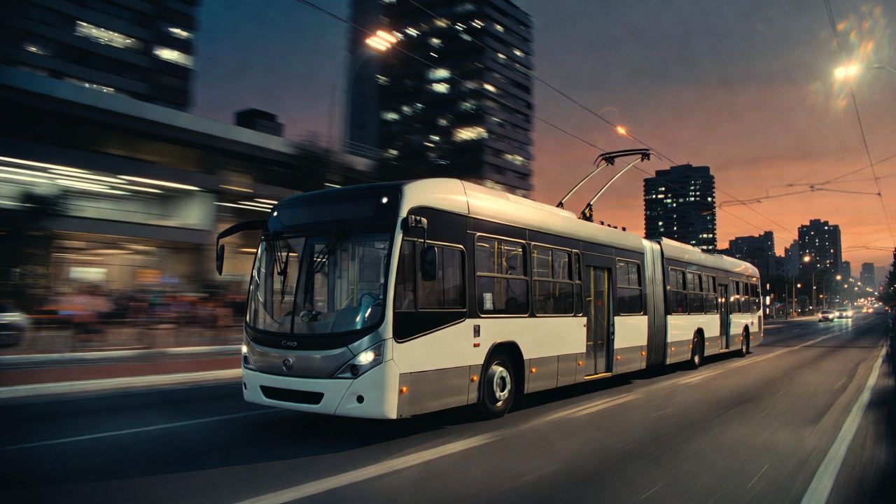 Conectado à rede elétrica com baterias de reserva, o trólebus articulado que transporta 120 pessoas evita a poluição sonora nas cidades