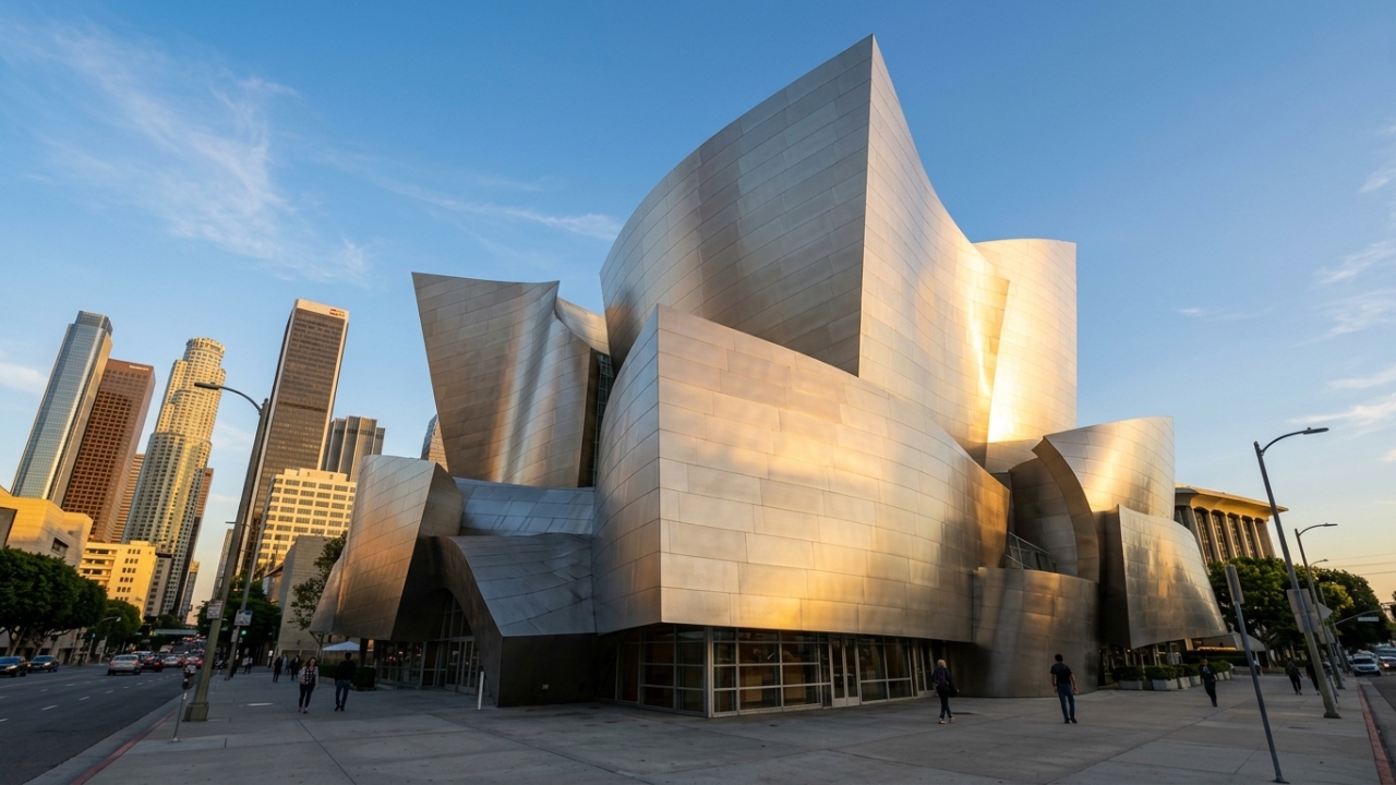 Com suas placas de aço inoxidável curvas e 2.265 assentos, o Disney Concert Hall de 2003 tornou-se o ícone da arquitetura de Frank Gehry em L.A