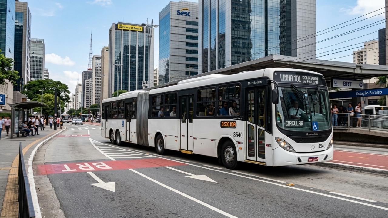 Maior que um vagão de metrô, o novo ônibus articulado de 23 metros transporta 210 pessoas e promete reduzir drasticamente o tempo de espera nos corredores de BRT