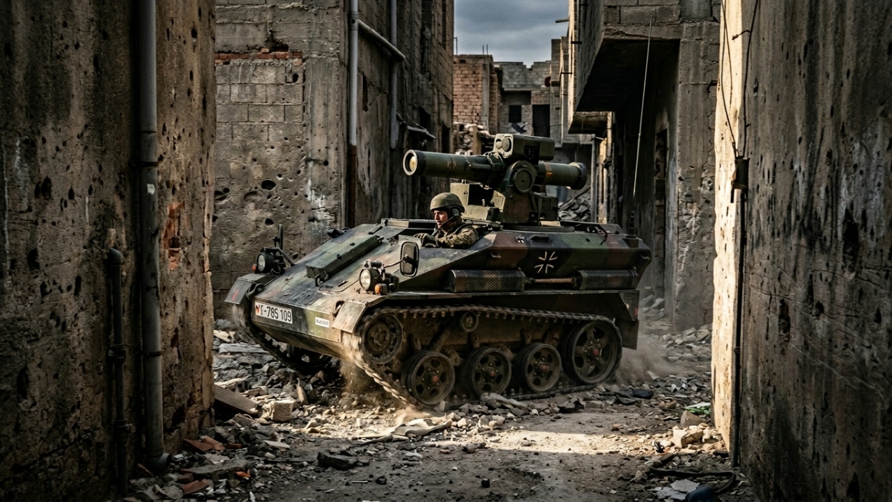 Pesando apenas 3 toneladas o minitanque alemão cabe dentro de helicópteros e surpreende o inimigo ao disparar mísseis devastadores em vielas estreitas