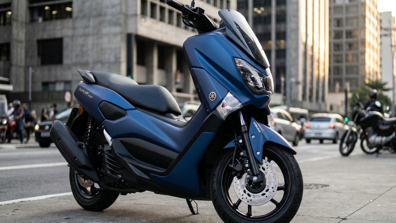 Com freios ABS nas duas rodas e motor de 15,4 cv, a Yamaha NMAX 160 destaca-se pela segurança técnica, disputando a liderança de vendas entre scooters
