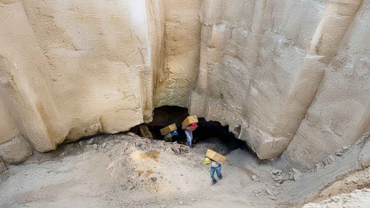 Os trabalhos inusitados de moradores dentro de cavernas para mineração