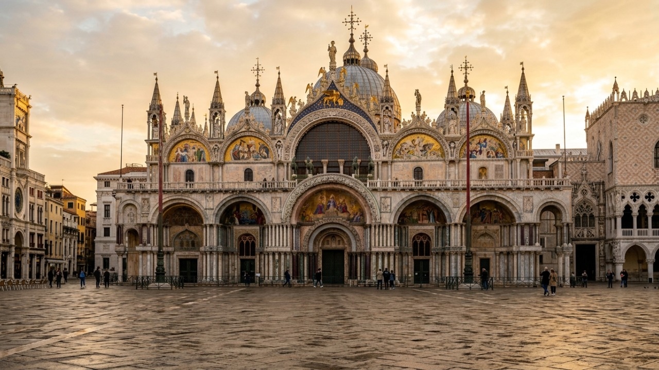 A monumental catedral bizantina com 5 cúpulas e 8.000 m² de mosaicos dourados que se consagrou como a joia arquitetônica e espiritual de Veneza