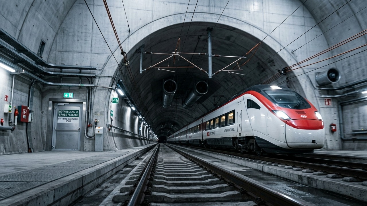 Com 57 km sob os Alpes o túnel ferroviário suíço atravessa montanhas por baixo e encurta a lógica do transporte europeu