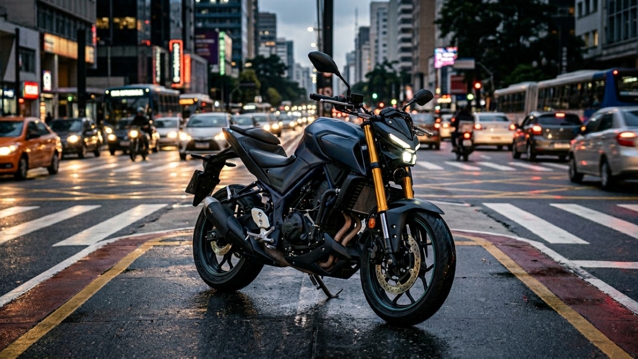 A naked da Yamaha com 321 cc revela como visual agressivo e motor bicilíndrico criam uma porta de entrada esportiva