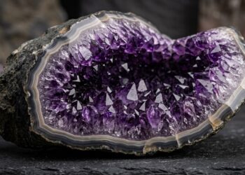Esqueça o quartzo roxo comum, pois esta ametista de dureza 7 exibe um dos tons roxos mais profundos do mundo e forma geodos gigantes com até 3 metros