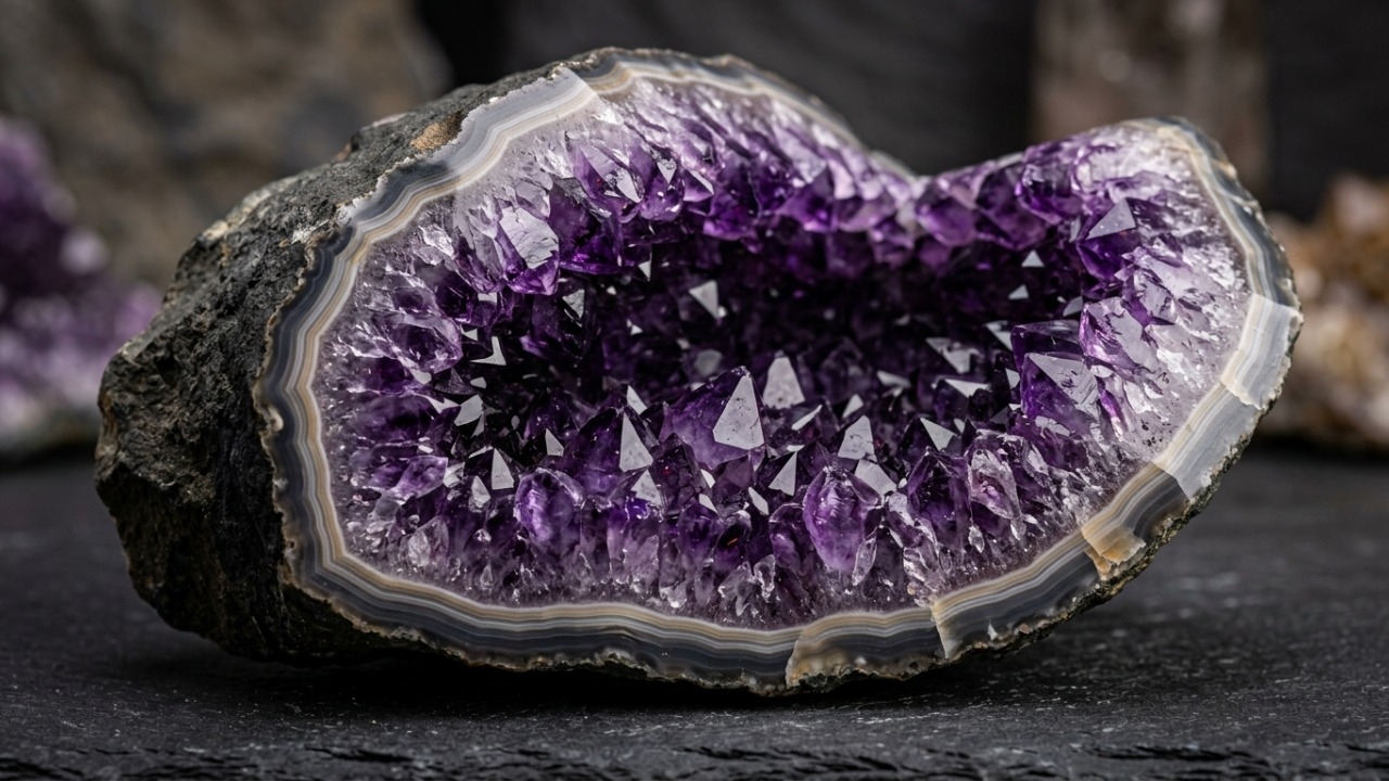 Esqueça o quartzo roxo comum, pois esta ametista de dureza 7 exibe um dos tons roxos mais profundos do mundo e forma geodos gigantes com até 3 metros