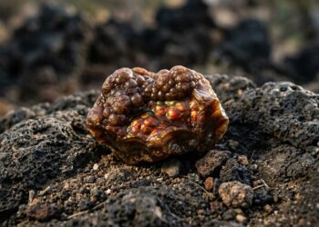 Esqueça os rubis, pois esta pedra vulcânica exibe um jogo de cores flamejante, sendo um fenômeno geológico raro do México
