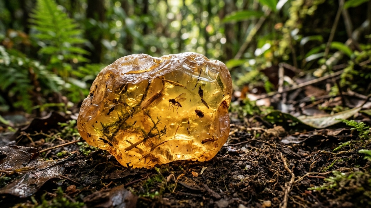 Esqueça o âmbar milenar, pois esta resina fossilizada possui apenas 1 milhão de anos e esconde segredos biológicos únicos da natureza