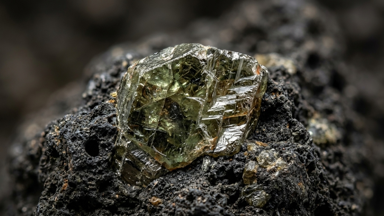 Presente em meteoritos e no manto terrestre, a Enstatita é um mineral rico em magnésio que, em sua forma cristalina, torna-se uma joia rara e exótica
