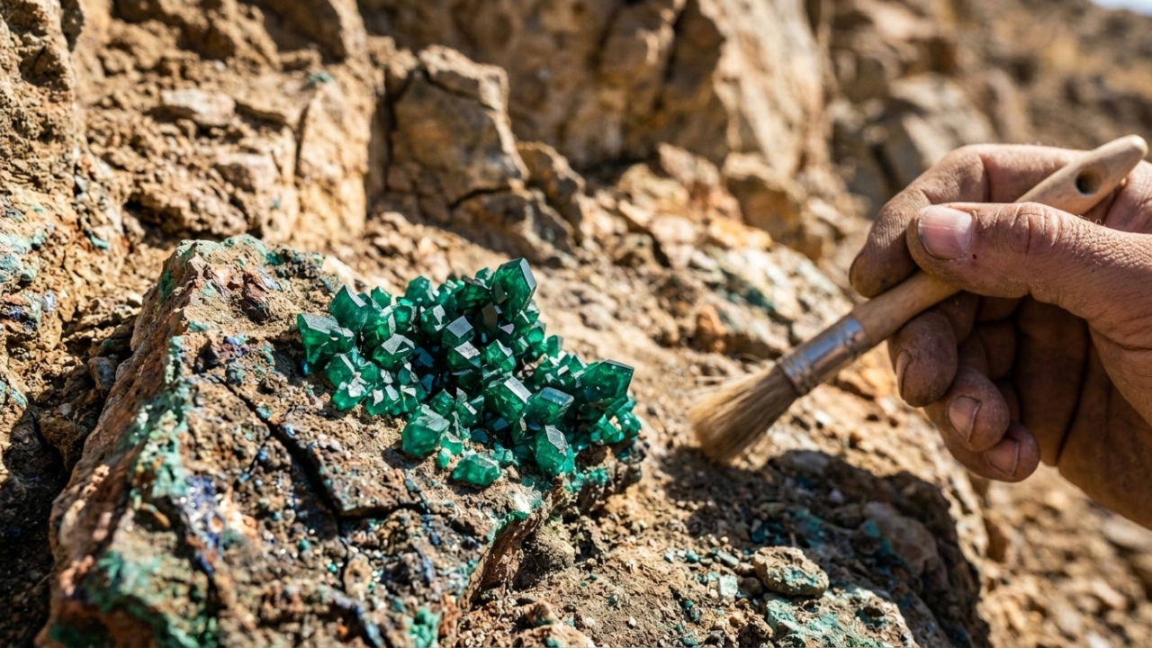 Esqueça a esmeralda comum, pois este silicato de cobre com brilho vítreo surge como uma das gemas mais raras e vibrantes para colecionadores
