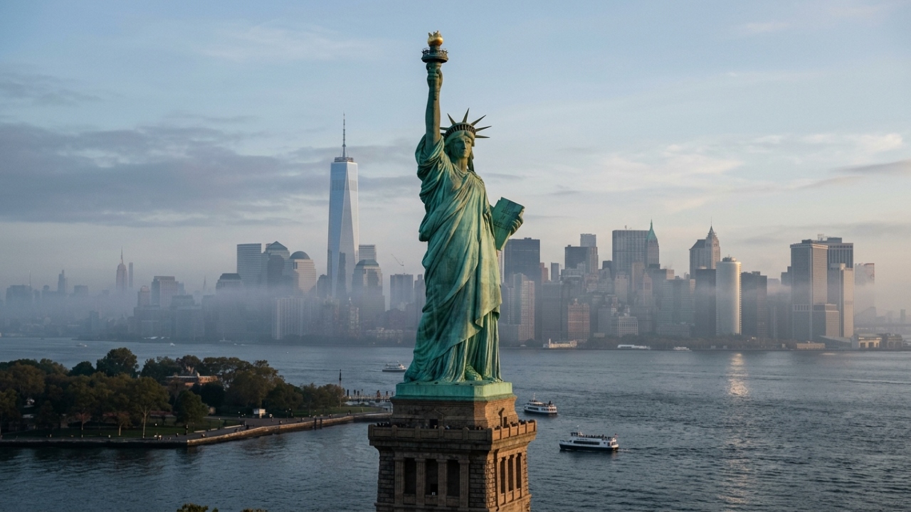 Com 93 metros de altura e estrutura de ferro de 1886, a estátua em Nova York virou o maior símbolo da liberdade e um marco da engenharia