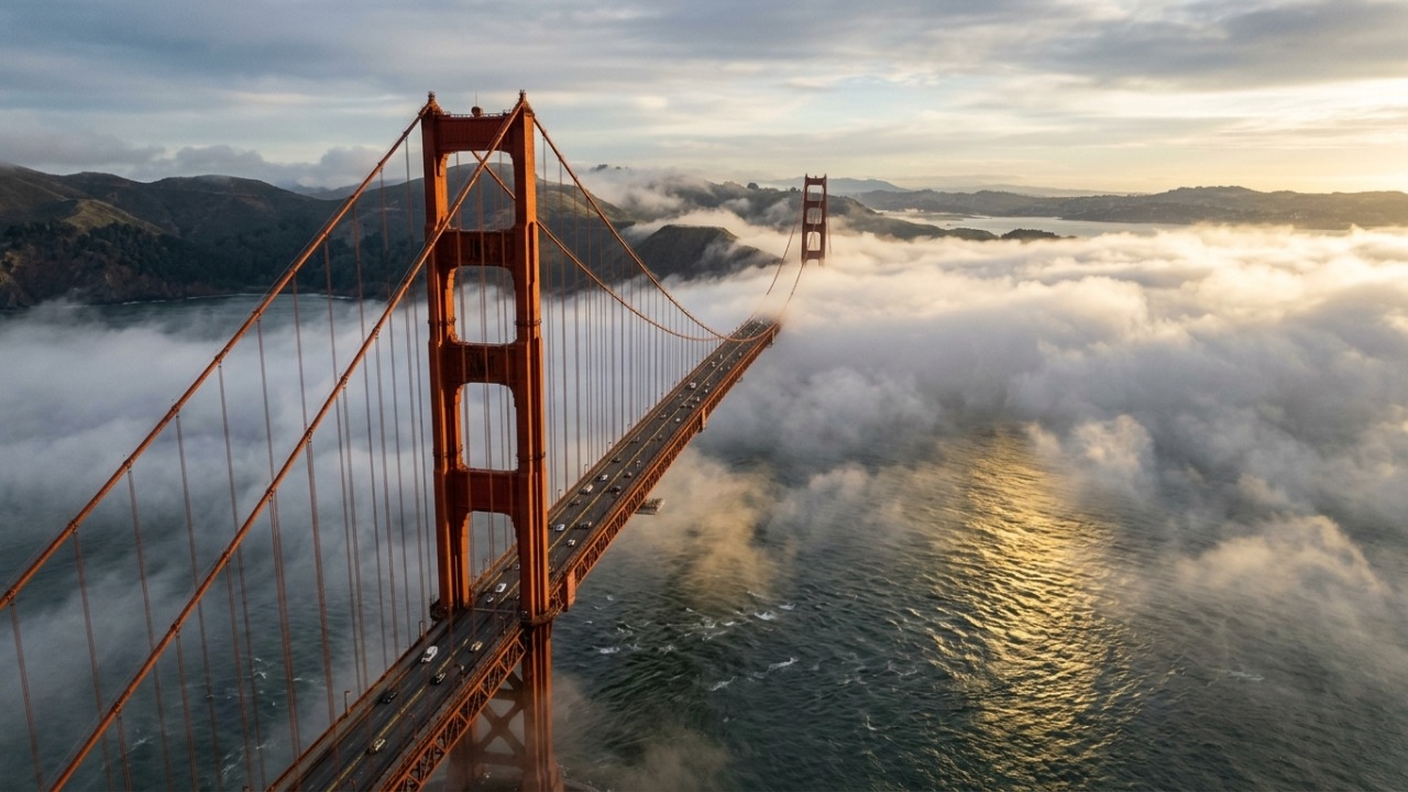 A ponte suspensa atravessa 2,7 km de águas agitadas na baía de São Francisco e permanece como o cartão-postal mais famoso do mundo