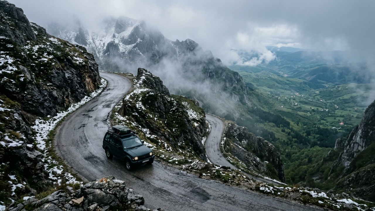 A rodovia na montanha Vlasic serpenteia até os 1.943 metros de altitude, sendo um dos trajetos de montanha mais elevados da Bósnia