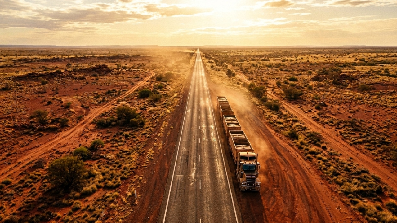 A Stuart Highway percorre 2.834 km pelo "Red Centre"; ligando o sul ao norte, é a rodovia mais vital para a logística do deserto australiano