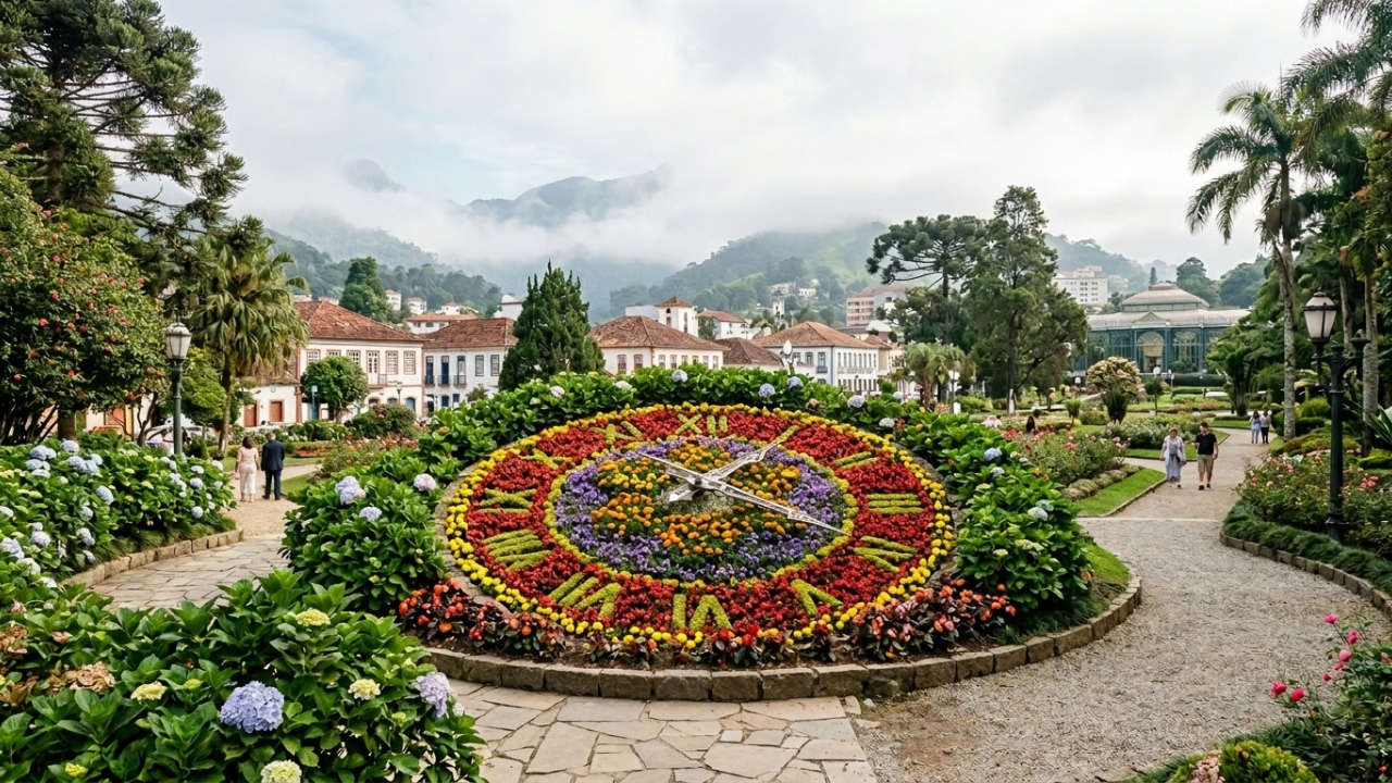 Com 3 metros de diâmetro e datado de 1972, o Relógio de Flores tornou-se o marco temporal mais visitado de Petrópolis