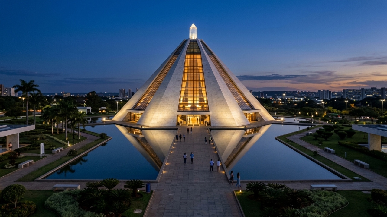 Com sua pirâmide de 7 faces e um cristal de 21 kg no topo, este monumento em Brasília é o mais visitado da capital federal