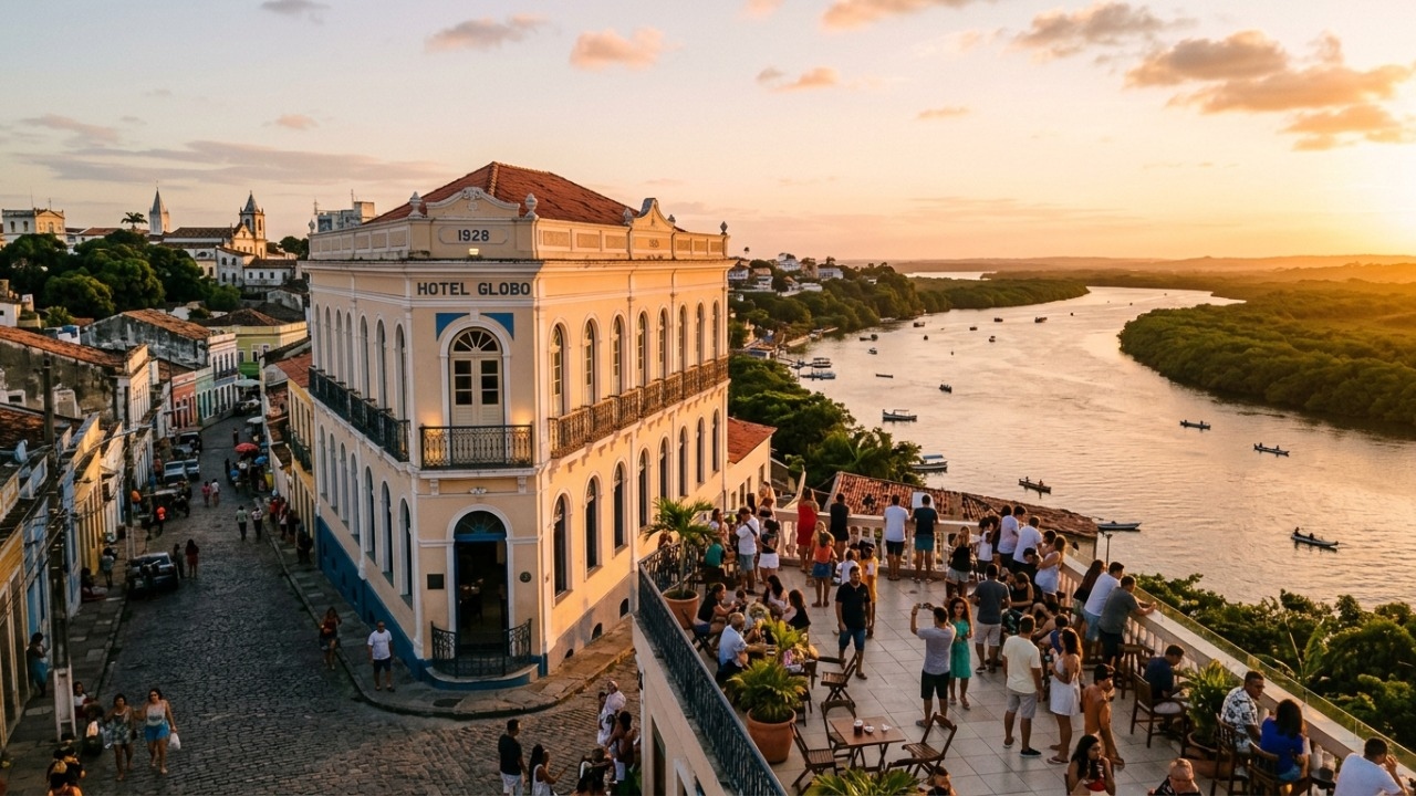Inaugurado em 1928, o casarão histórico preserva o estilo eclético e oferece um mirante que revela a vista mais privilegiada do Rio Sanhauá