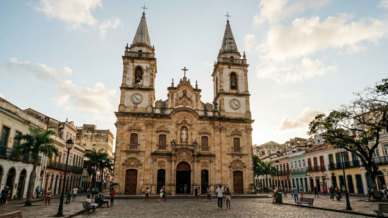 Com sua torre de 50 metros e talha dourada de 1710, a igreja barroca de Recife surge como a torre religiosa mais alta do período colonial no Brasil
