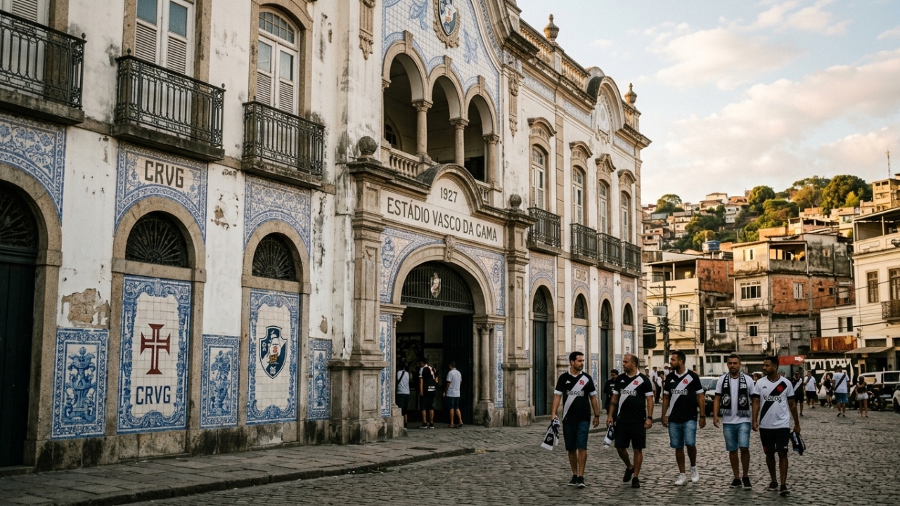 Construído em 1927 por uma campanha histórica de torcedores, o estádio carioca mantém sua fachada original e preserva o legado vascaíno