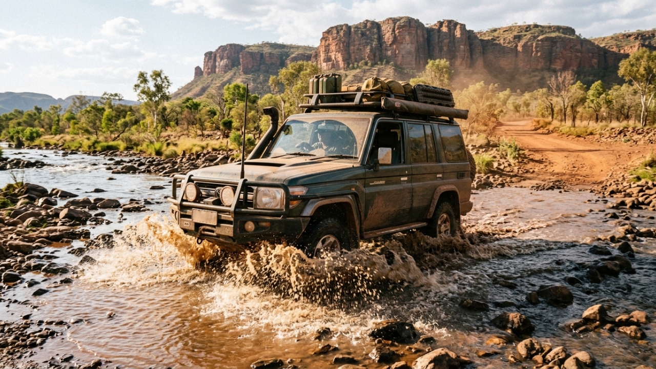 A rota de 660 km atravessa a região de Kimberley; com rios e abismos, esta estrada australiana exige veículos tracionados