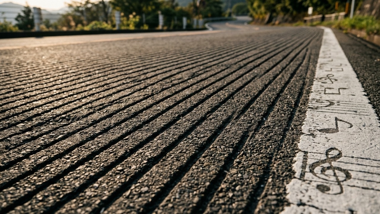 Ranhuras milimétricas, atrito de pneus e acústica exata sincronizam no asfalto japonês que toca música para acordar motoristas