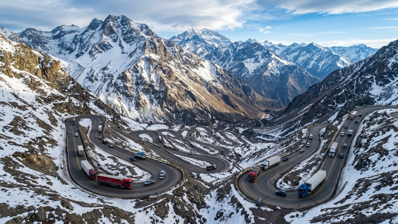 Com 29 curvas fechadas a 3.200 metros de altitude, a estrada chilena de Los Caracoles é o caminho de neve que une o Chile à Argentina