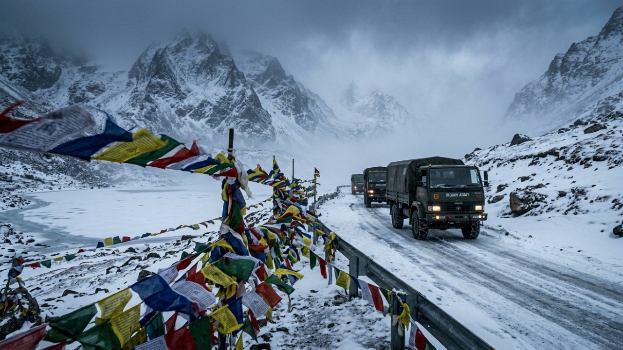 A passagem de Sela Pass atinge 4.170 metros na Índia; sendo uma rota estratégica para o exército, a estrada cruza o Himalaia sob neve constante