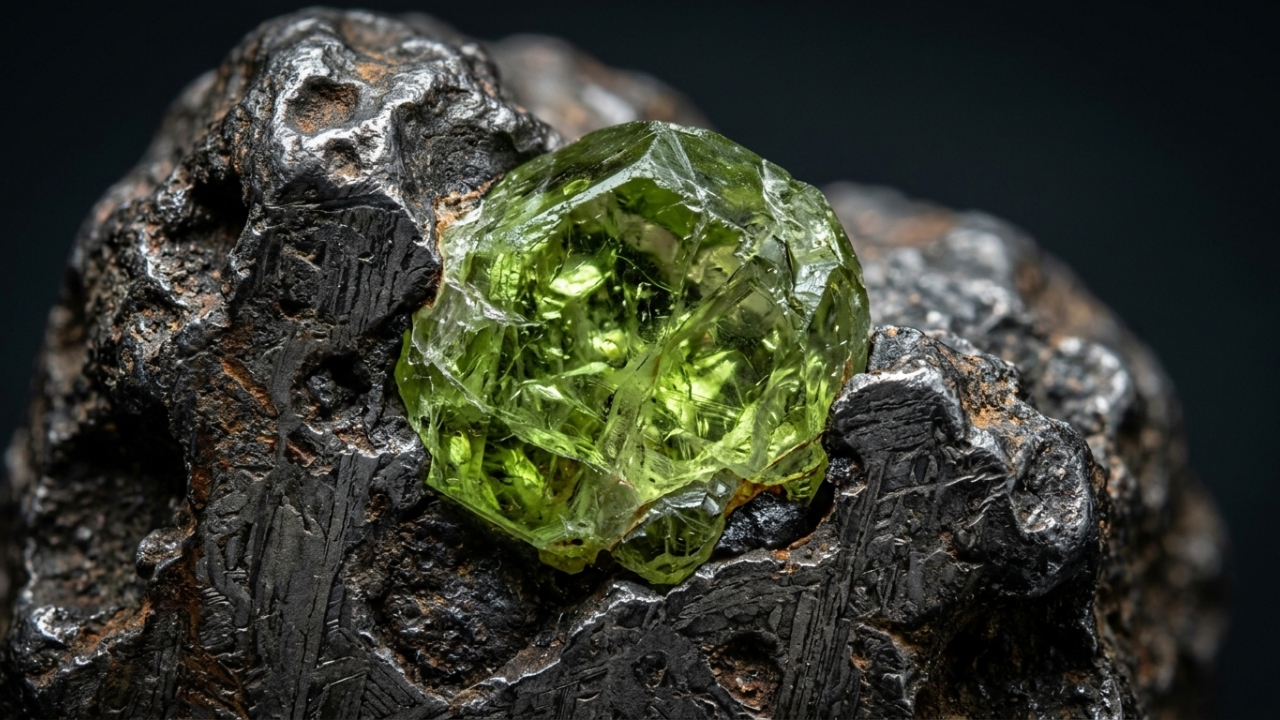 Esqueça a esmeralda, pois este mineral verde compõe a maior parte do manto terrestre e brilha em cristais dentro de meteoritos espaciais