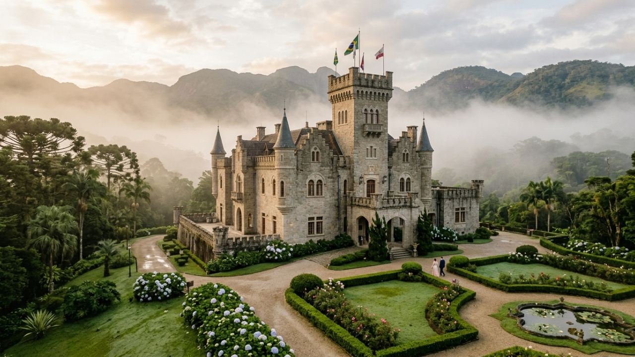 Com 42 cômodos no projeto original e arquitetura medieval europeia de 1920, o castelo na serra fluminense virou um monumento único de requinte