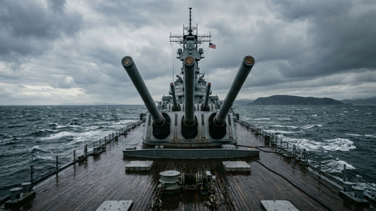 O USS Wisconsin disparou uma salva completa contra uma montanha na Coreia e fez ela sumir do mapa em segundos