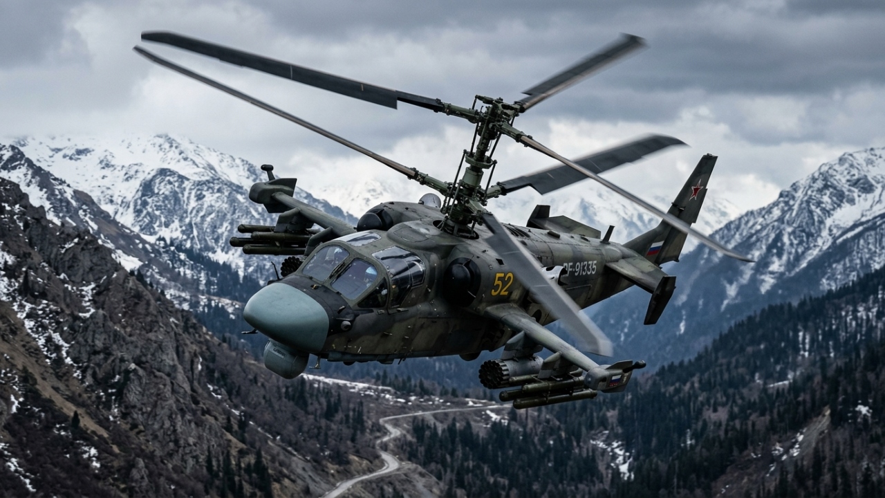 Com rotores coaxiais e velocidade de 300 km/h, o helicóptero Ka-52 surge como a plataforma de ataque mais ágil da engenharia russa