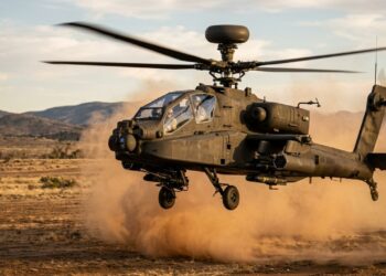 Armado com canhão de 30mm e motores potentes, o Apache surge como o padrão de referência em precisão e letalidade na engenharia militar moderna
