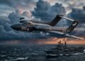 Com design de fuselagem dupla e motores potentes, o Sea Vixen britânico atingia 1.110 km/h, dominando a aviação naval dos anos 50