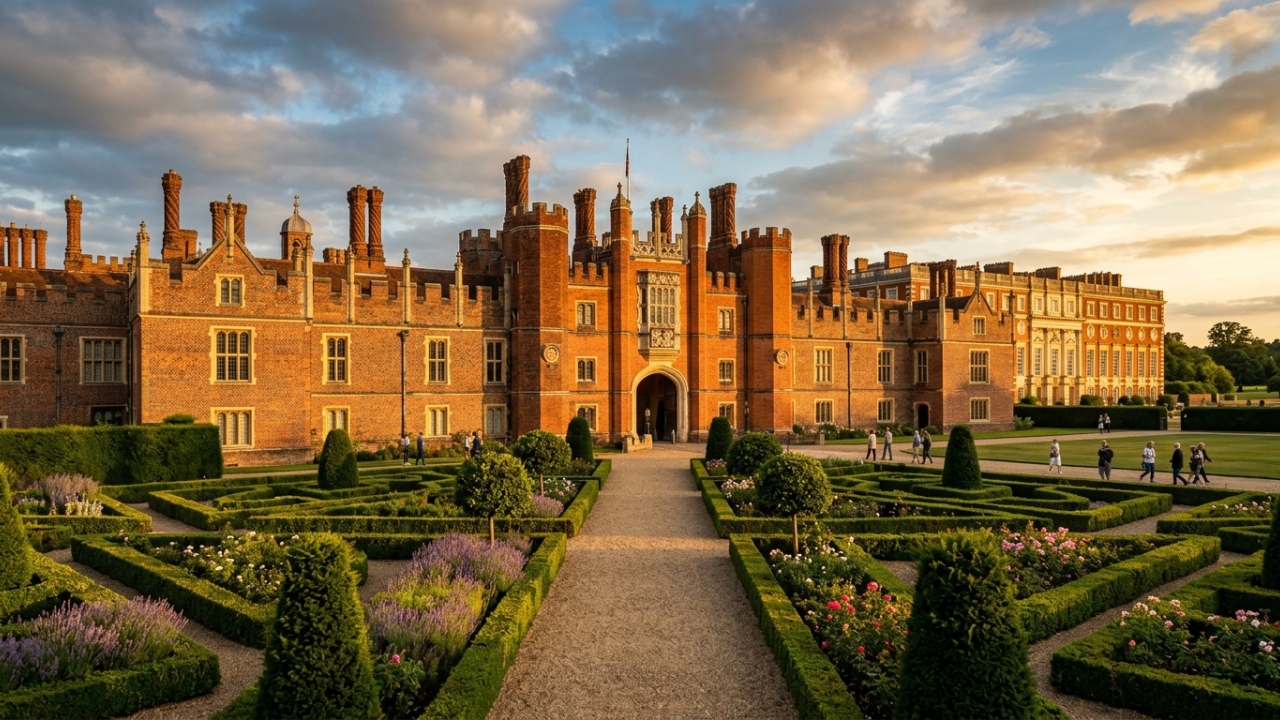 Com 60 acres de jardins reais e construído em 1515, o Palácio de Hampton Court virou o símbolo máximo da dinastia Tudor inglesa