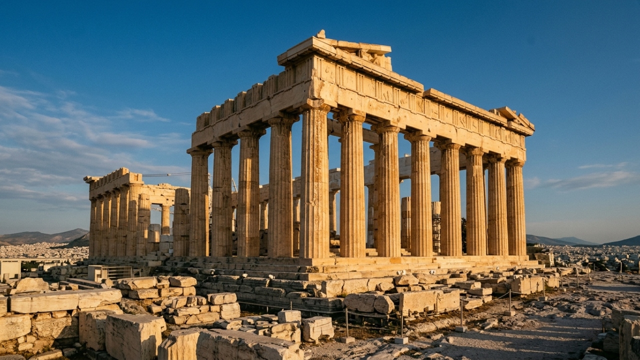 Com 46 colunas de mármore no peristilo, o Parthenon em Atenas virou o maior recorde da arquitetura clássica da história mundial