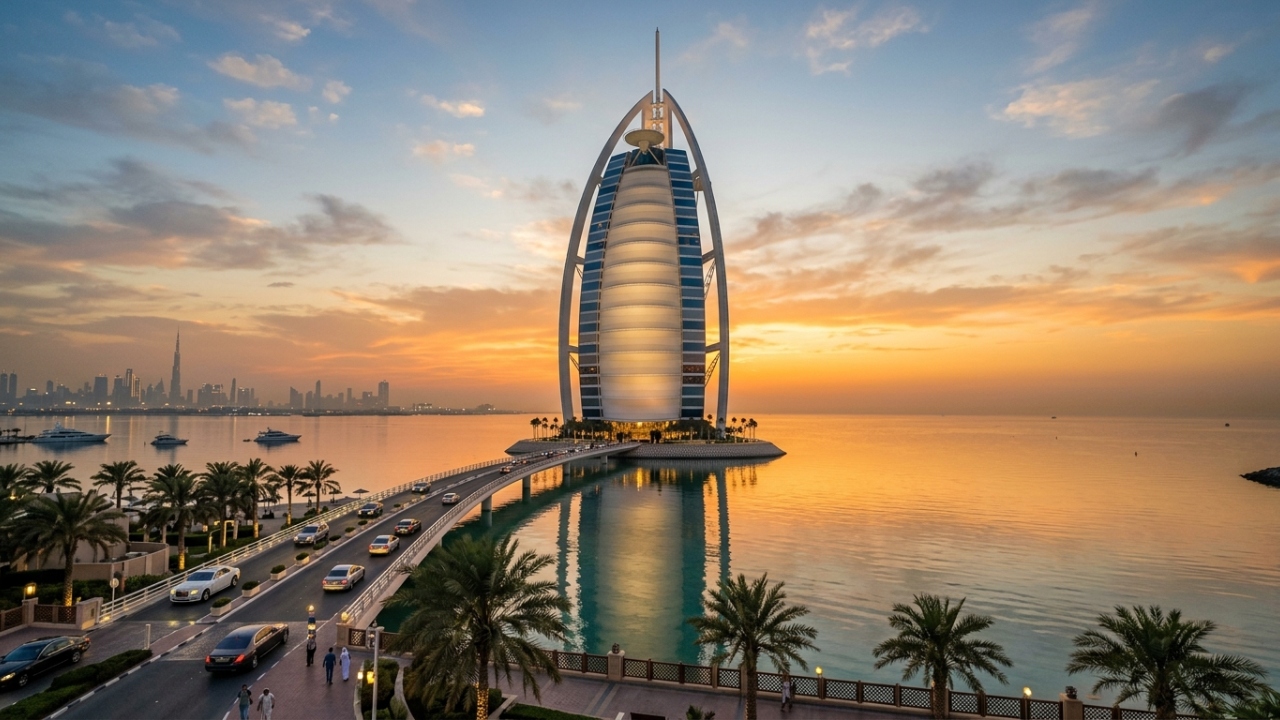 A estrutura de 321 metros em forma de vela em Dubai é um dos hotéis mais icônicos do mundo e um marco da engenharia em ilhas artificiais