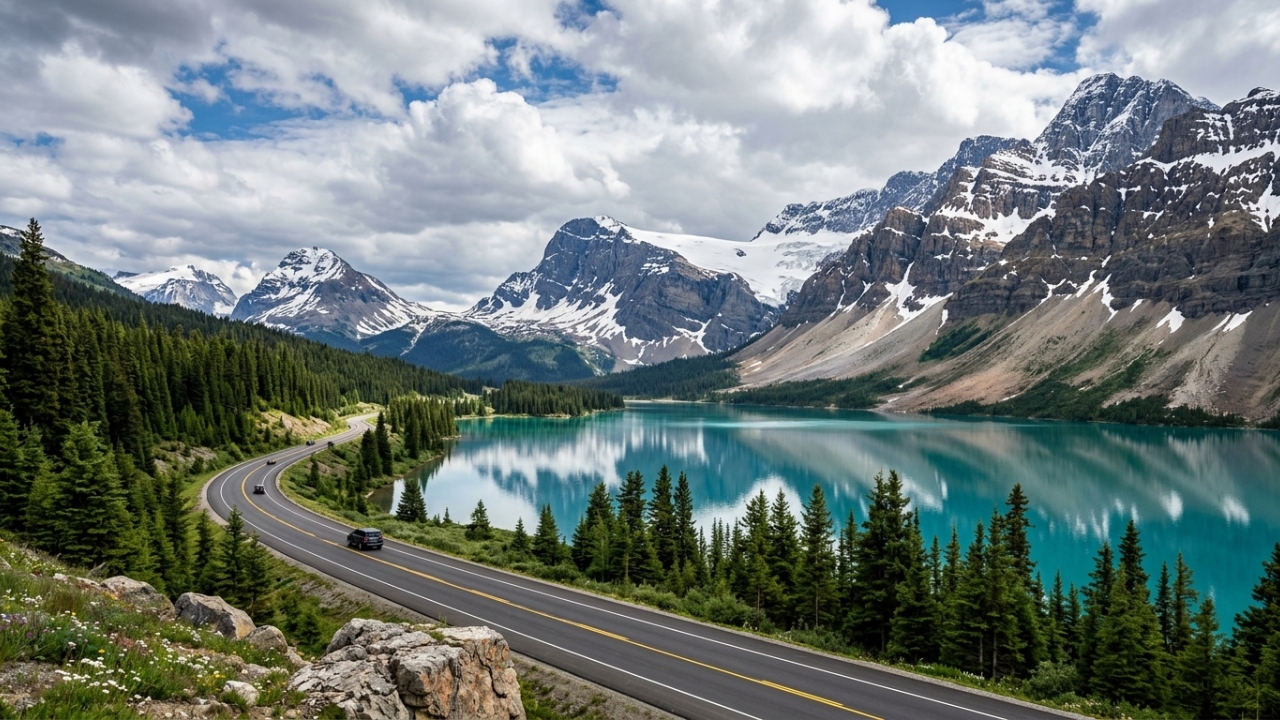 A rodovia de 232 km entre Banff e Jasper revela mais de 100 geleiras; este é o trajeto mais cênico das Rochosas canadenses