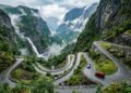 Estrada com 13 curvas fechadas e inclinação de 20%, a Stalheimskleiva na Noruega surge como um histórico recorde de engenharia em encostas íngremes