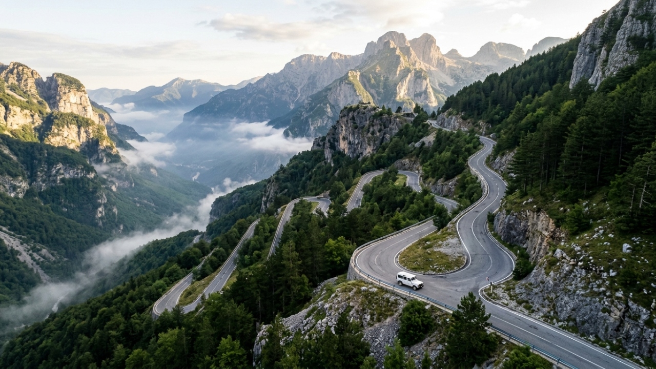 Com 40 km de curvas estreitas entre os Alpes Albaneses, a estrada de Theth virou o trajeto mais isolado e cênico do país