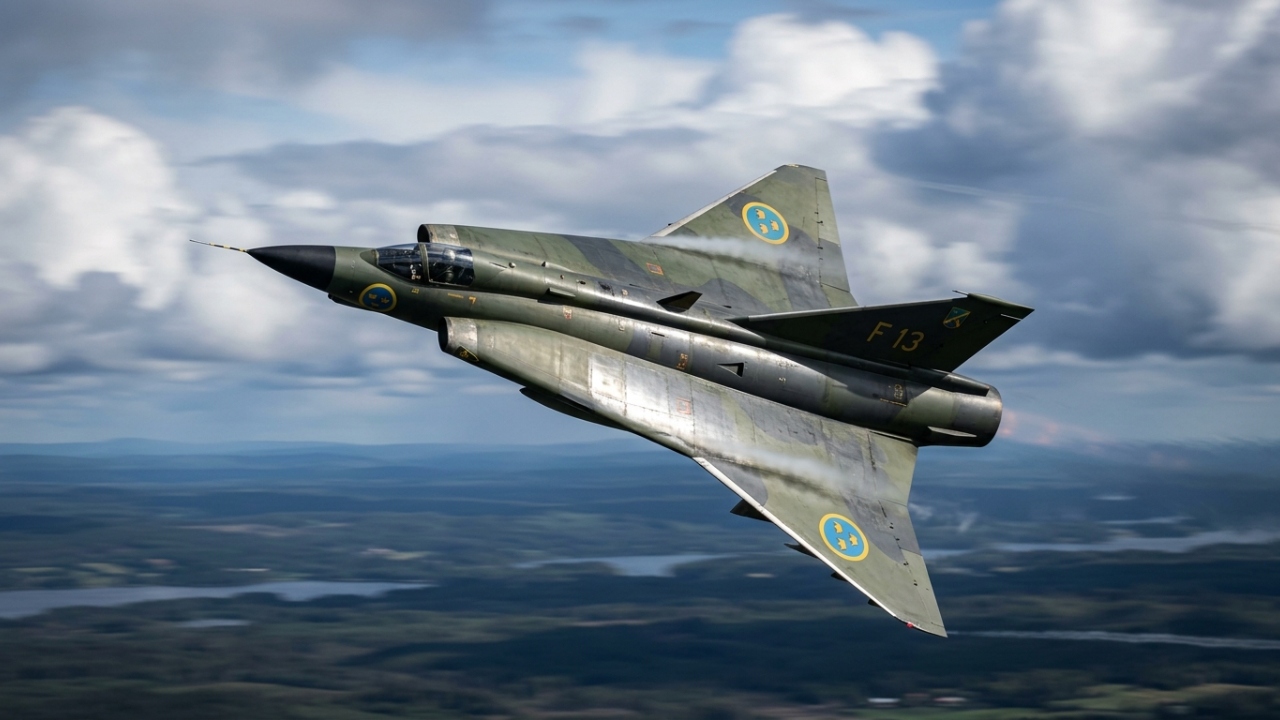 Alcançando Mach 2.0 com seu design inovador de asa em delta duplo, este interceptador sueco foi o pioneiro supersônico da Europa Ocidental