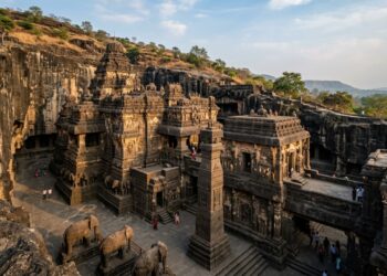O único e colossal templo de 30 metros de altura que não foi construído mas sim esculpido de cima para baixo a partir de uma única rocha