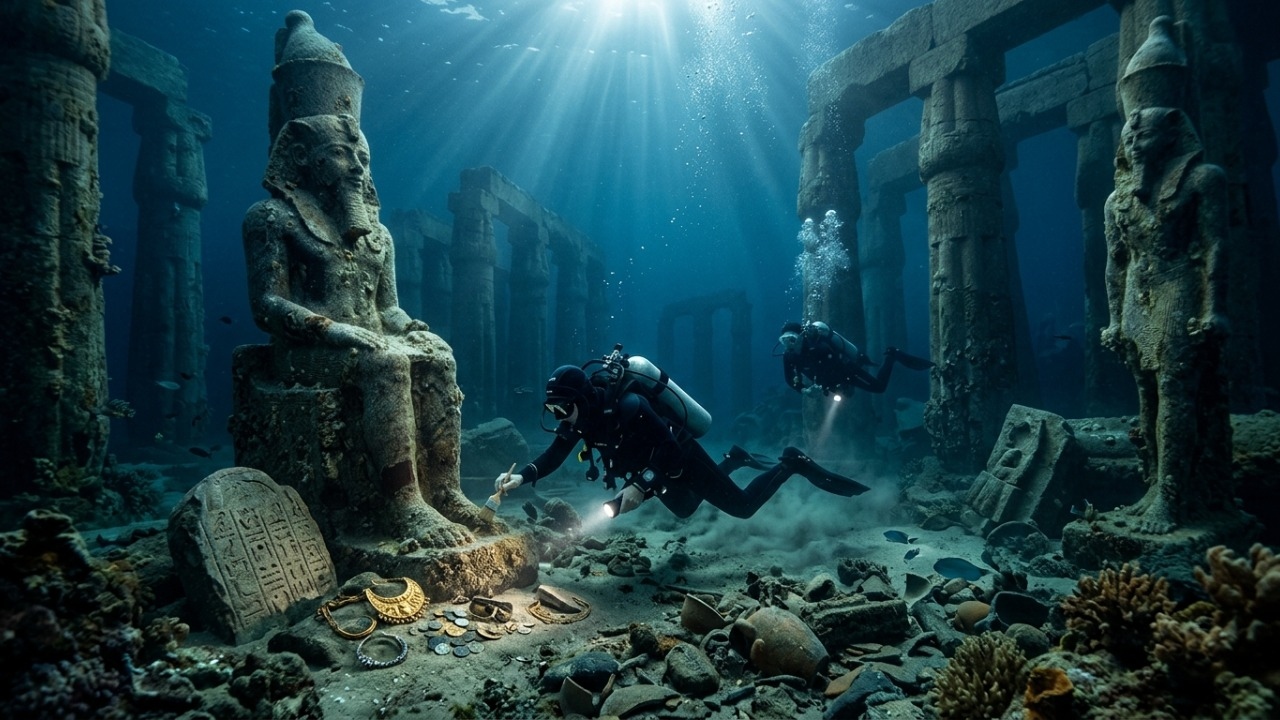 A cidade engolida pelo Mediterrâneo que devolve estátuas gigantes e templos depois de mais de 1.200 anos submersa