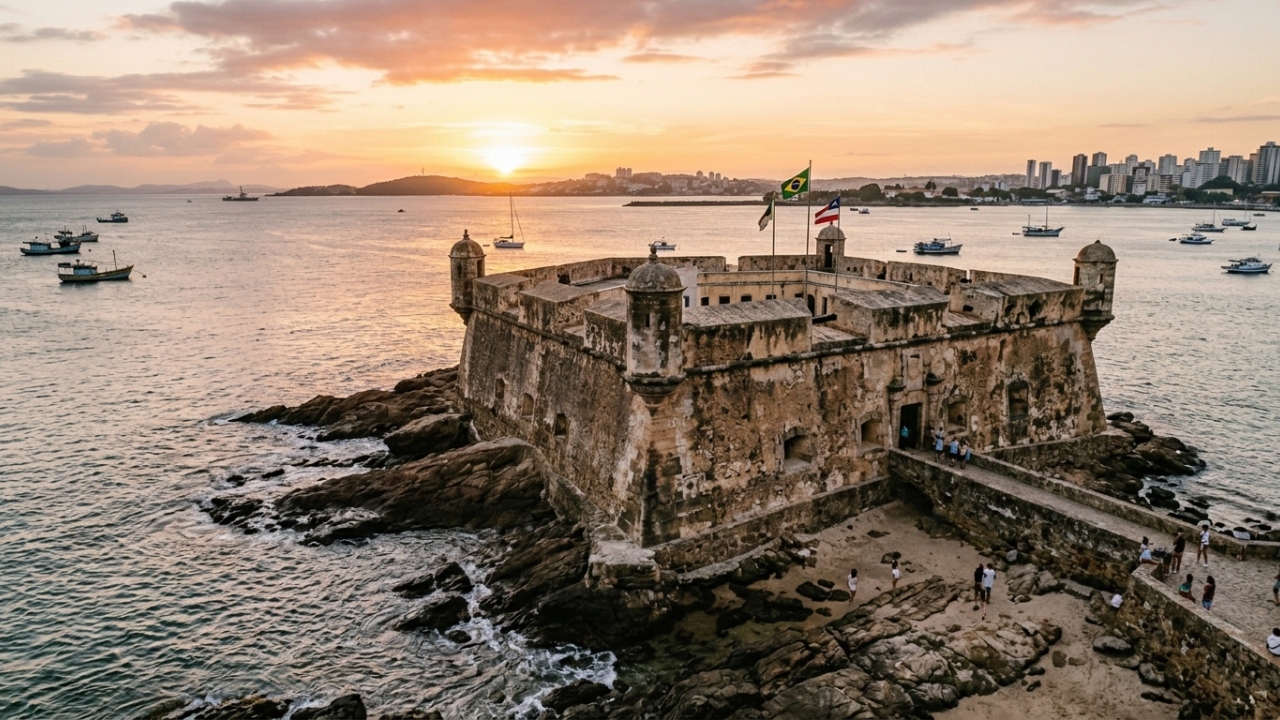 Com suas muralhas do século XVII e vista para a Baía de Todos-os-Santos, o forte de Salvador virou um recorde de preservação da engenharia colonial